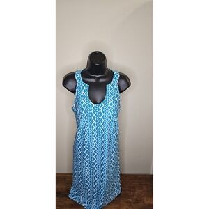 Aryeh- sleeveless Blue And White Abstract Summer Dress size Medium